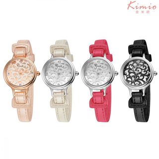 Đồng hồ kimio da mặt tròn hoa văn ki024