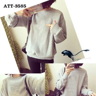 Áo thun nữ kiểu form rộng tay dài màu xám