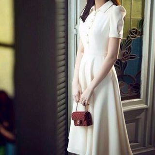 Đầm vintage cổ sơ mi