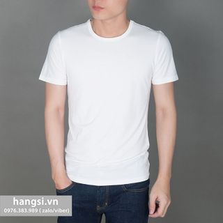 Áo thun nam cổ tròn trơn đơn giản màu trắng