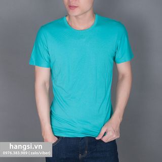 Áo thun nam cổ tròn trơn đơn giản màu xanh lá cây