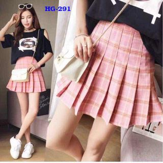 Chân váy xếp ly caro 2 màu