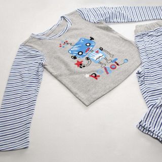 Bộ cotton nam phối kẻ