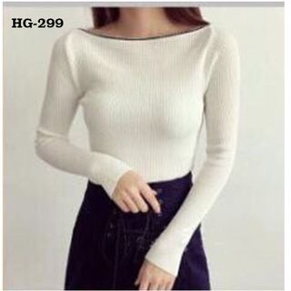 Áo len mũi ngói trễ vai màu đen
