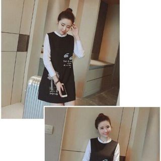 Đầm suông tay dài in hoạ tiết