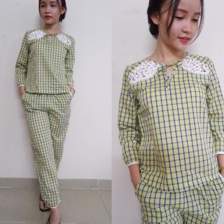Ca rô phối ren vai