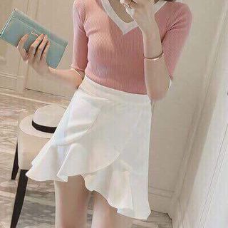 Áo kiểu tay lỡ cổ tim nữ