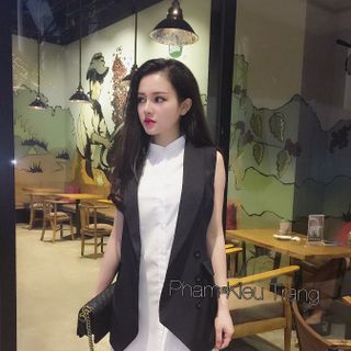 Bộ set đầm sơ mi vest đen hình giá sỉ