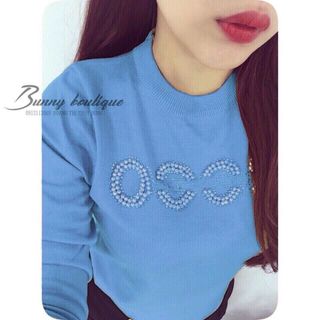 Áo len tay dài đính cươfm sang chảnh