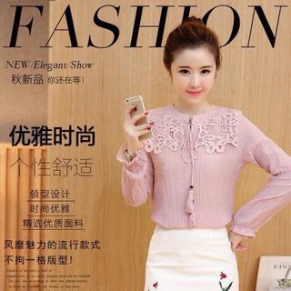 Áo somi thắt dây phối ren