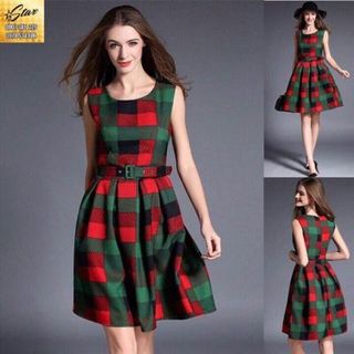 Đầm xoè sát nách kèm belt
