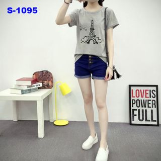 S-1100 áo thun nữ màu hồng in đám mây