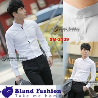 Sm-3210 áo sơ mi nam tay dài hoa tiết màu trắng