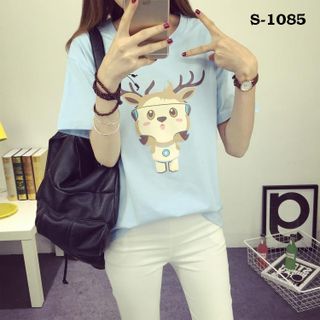 S-1092 áo thun nữ màu xanh tai thỏ jswyyfdczdq