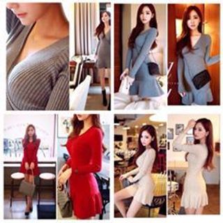 Đầm len chéo ngực đuôi tôm hot