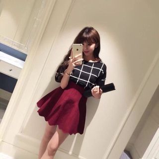 Áo len caro tay phồng