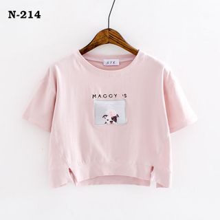 N-212 áo croptop eat cake for breakfast đen
