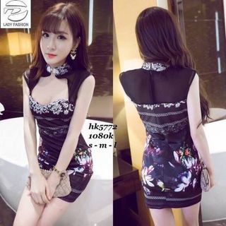 Đầm body phối lưới