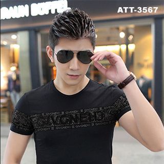 Att-3567 áo thun nam màu đen in chữ givcnehi