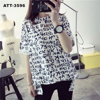 Att-3595 áo thun nữ sọc đen viền cổ