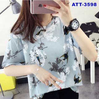 Att-3595 áo thun nữ sọc đen viền cổ