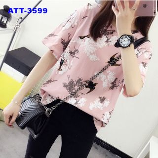 Att-3595 áo thun nữ sọc đen viền cổ