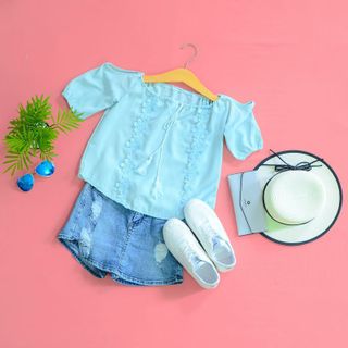 Áo quảng châu - áo dây cổ rút dây chất cotton thun 4 màu xanh trắng xám đen	qca22 giá sỉ