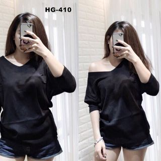 Hg-410 áo thun nữ kiểu cổ tim form rộng