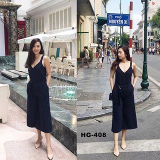 Hg-408 jum cổ tim thắt belt màu xanh đậm