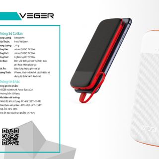 Pin dự phòng veger v22 10000mah