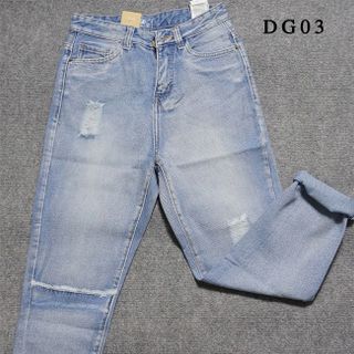 Dg-03 quần jean nữ baggy không rách xanh nhạt