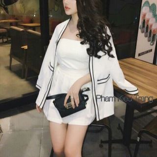 Sét váy cúp ngực áo vest