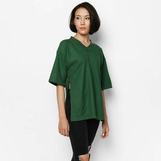 áo thun oversize chữ v tay lỡ labelle