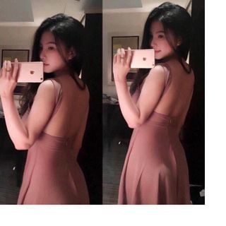 Đầm maxi hồng nude