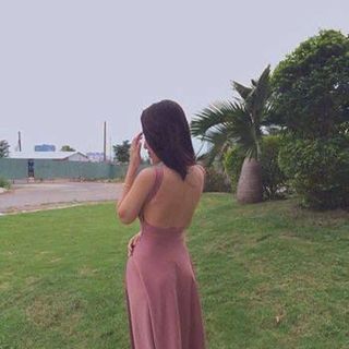 Đầm maxi hồng nude