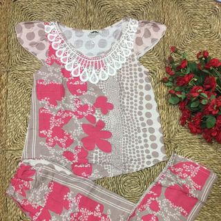 Bộ lanh xước phối ren quần dài