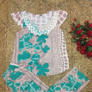 Bộ lanh xước phối ren quần dài