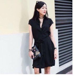 đầm sơ mi nút bọc