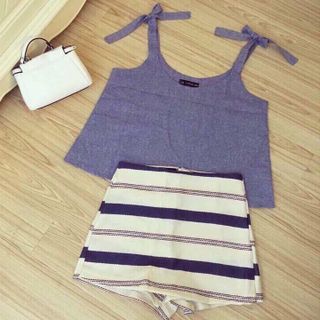 Set áo denim và váy quần