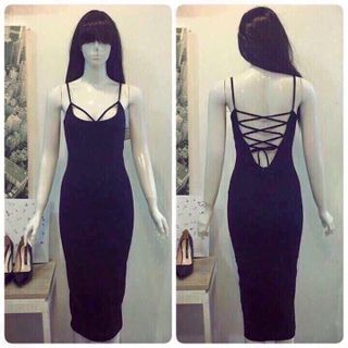 đầm body dan dây chéo lưng klp