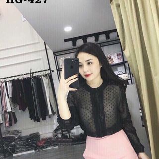 Hg-427 áo phối ren giữa màu đen