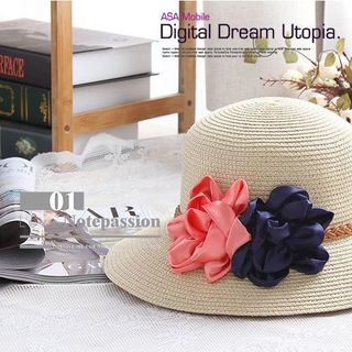 Nón cói hoa lụa đôi