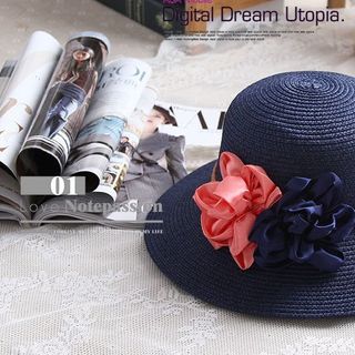 Nón cói hoa lụa đôi