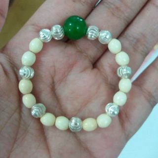 Vòng dâu tằm bi bạc và đá phong thuỷ cho bé trai bé gái