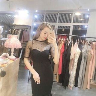 d4488 đầm body kết ngọc trai đuôi cá - chất cát hàn lưới giá sỉ