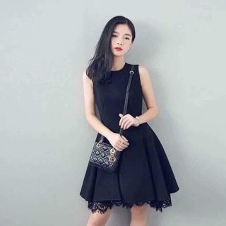 Hg-446 đầm xòe chân ren màu cam đất