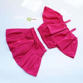Set áo cổ bèo váy cột dây size đại
