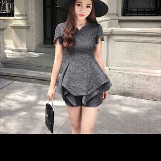 sb4538 set áo peplum quần hsort - chất vải thun tầm ý y hình giá sỉ