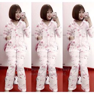 xưởng sỉ -   set bộ pijama mặc nhà quần dài họa tiết sỉ 97k lẻ 197k chất chất thun y hình màu sắc hồng xanh giá sỉ