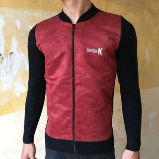 Áo len kéo khoá da lộn
